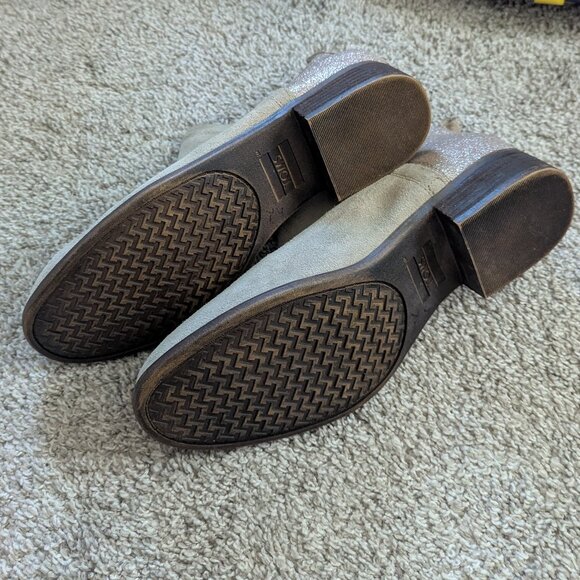 NEW Tom's Deia Zipper Ankle Booties in Tan Suede and Neutral Glitter W9.5 - Picture 8 of 8